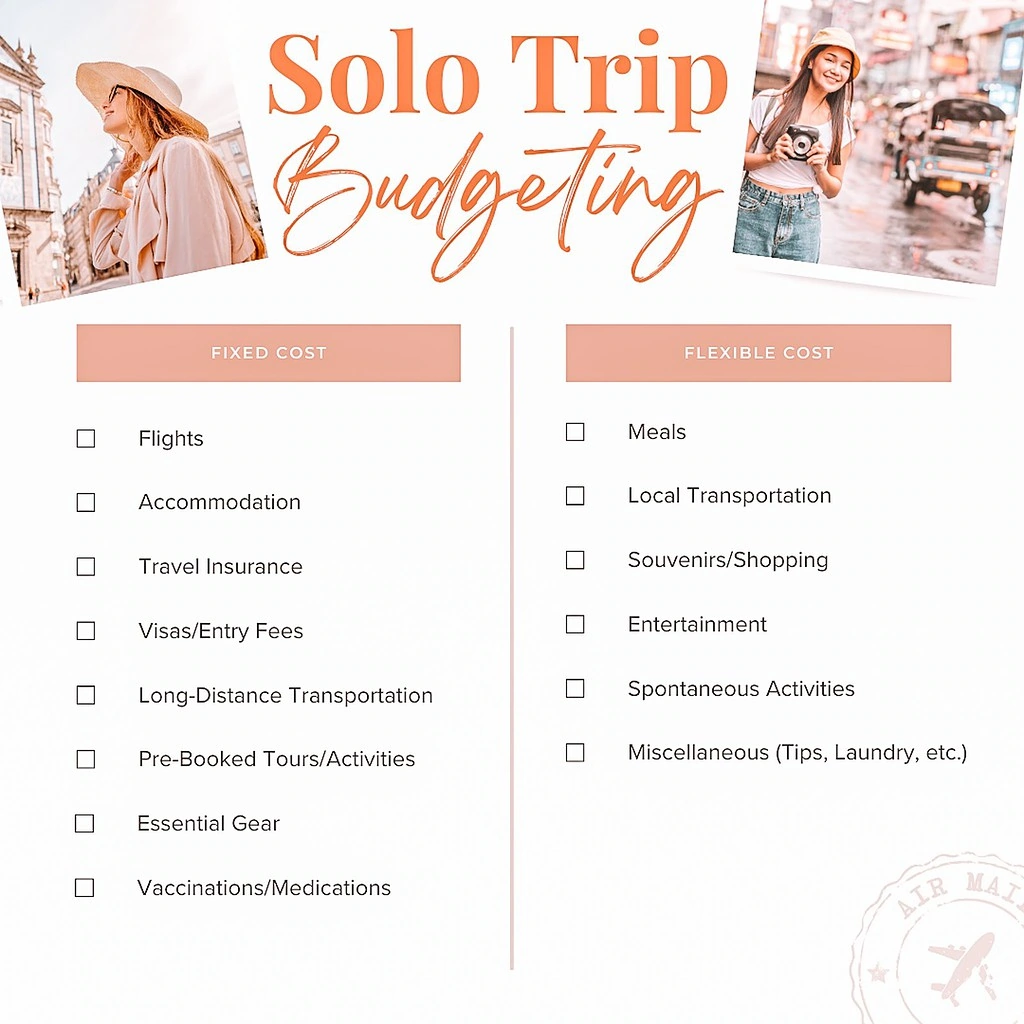 GlobeGal Journeys - Solo Trip - Budgeting - Infographics