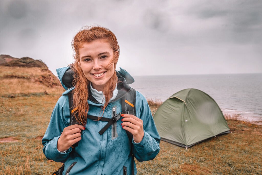 Woman traveling solo on her trip