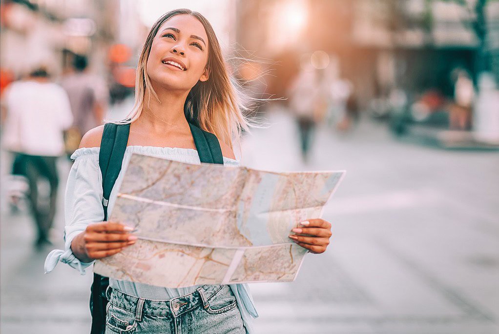 woman with a map