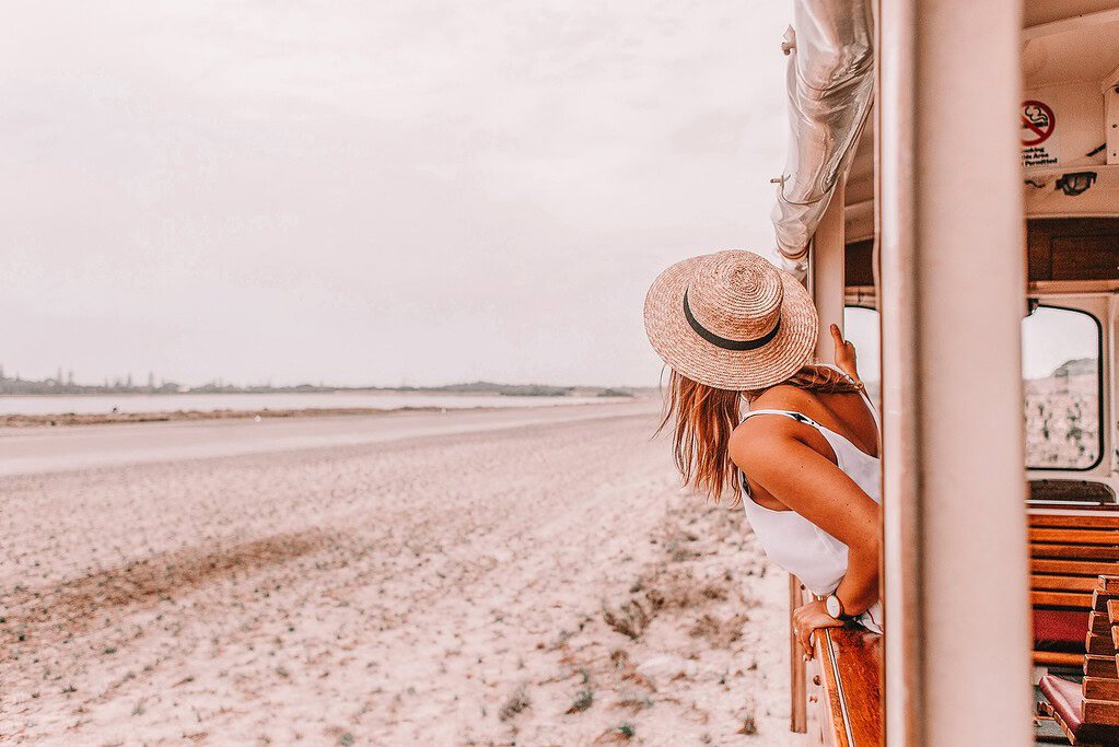 solo femae travel - woman traveling on a train